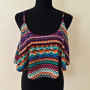 A+ Ellen Women Multicolor Spaghetti Strap Crop Top Size L